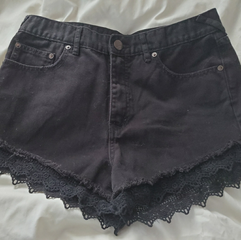 Free People denim lace shorts